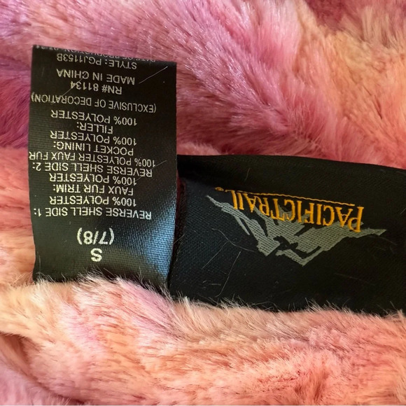 Pacific Trail girls Quilted reversible jacket in pink New With Tags size:S (7/8) - Picture 3 of 7